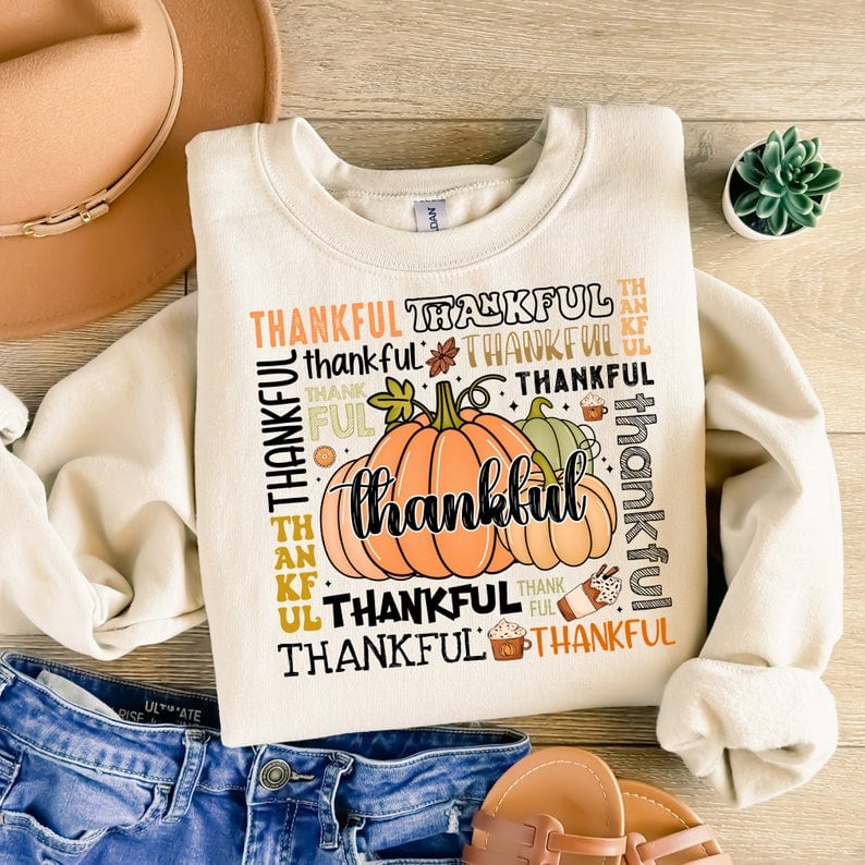 Thankful words with pumpkin 43036 DTF transfers