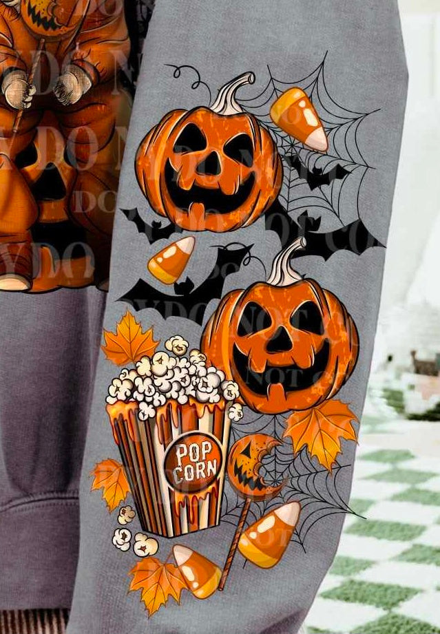 Jack-o-lantern and popcorn SLEEVE (AG) 43069 DTF transfers