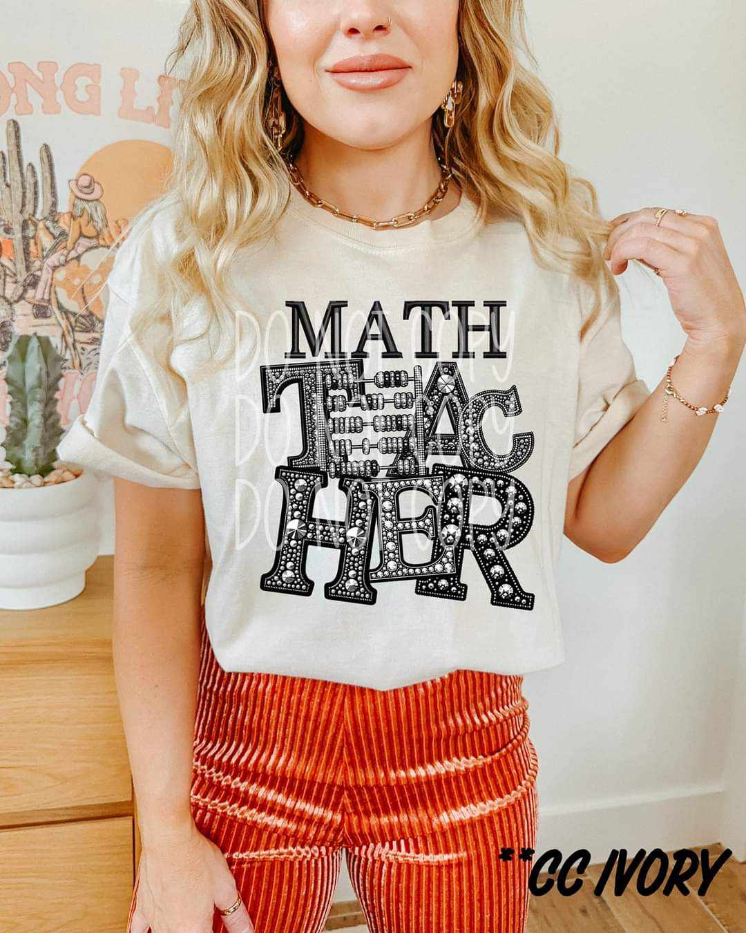 Math teacher rhinestone 41145 DTF transfer