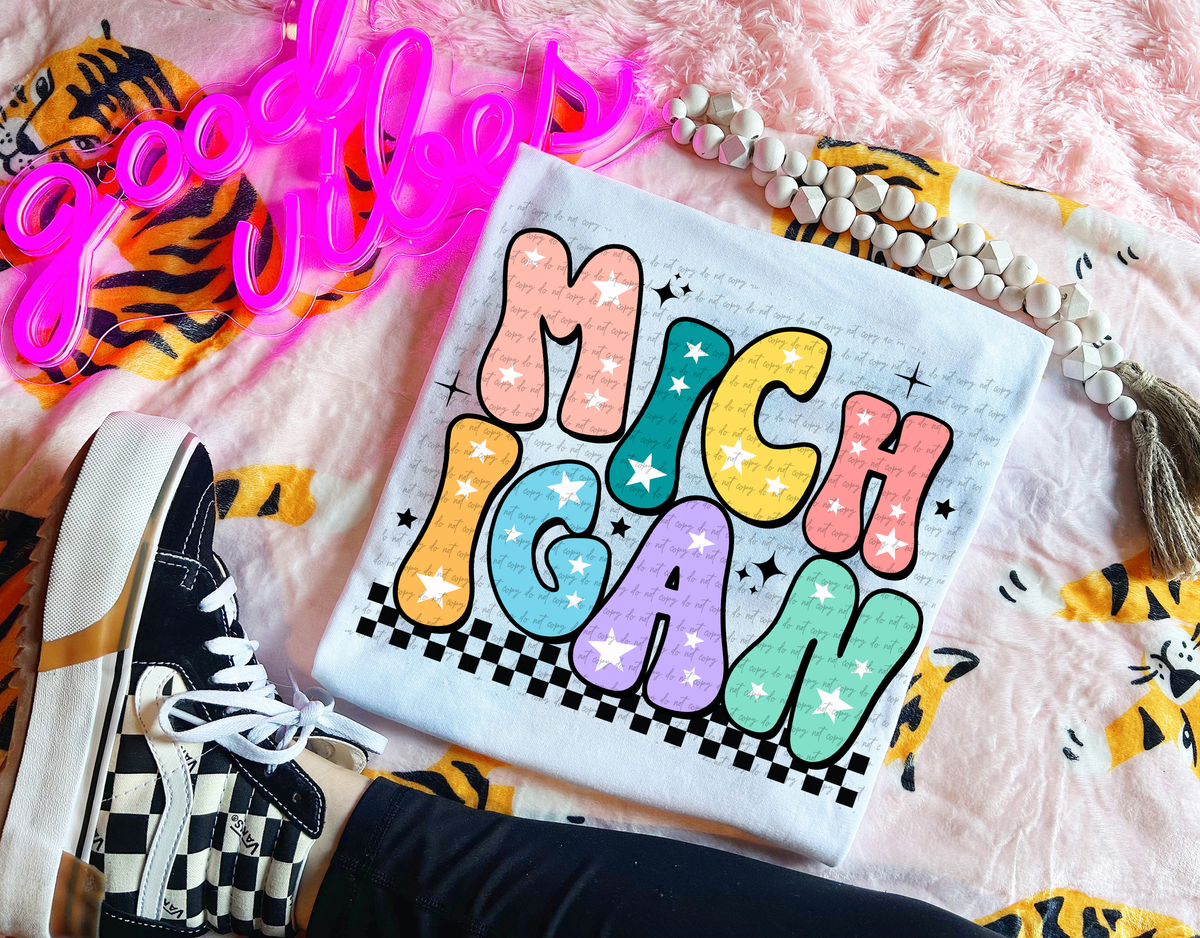 Michigan Colorful Groovy Font 89166 DTF Transfer