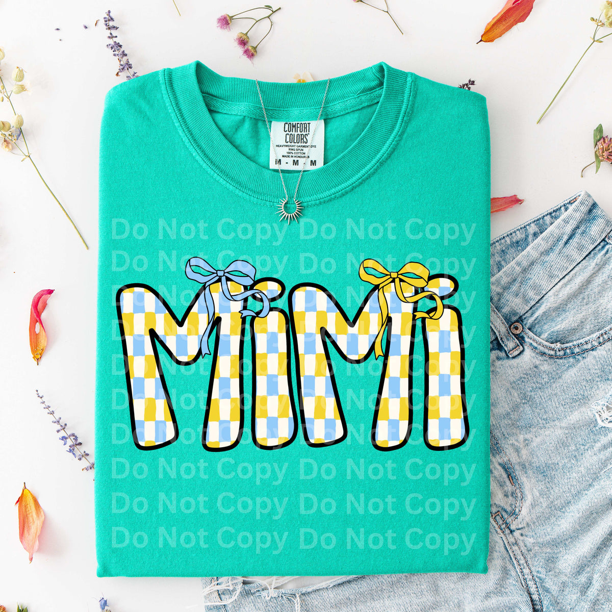Mimi blue and yellow checkered (Irene) DTF Transfer