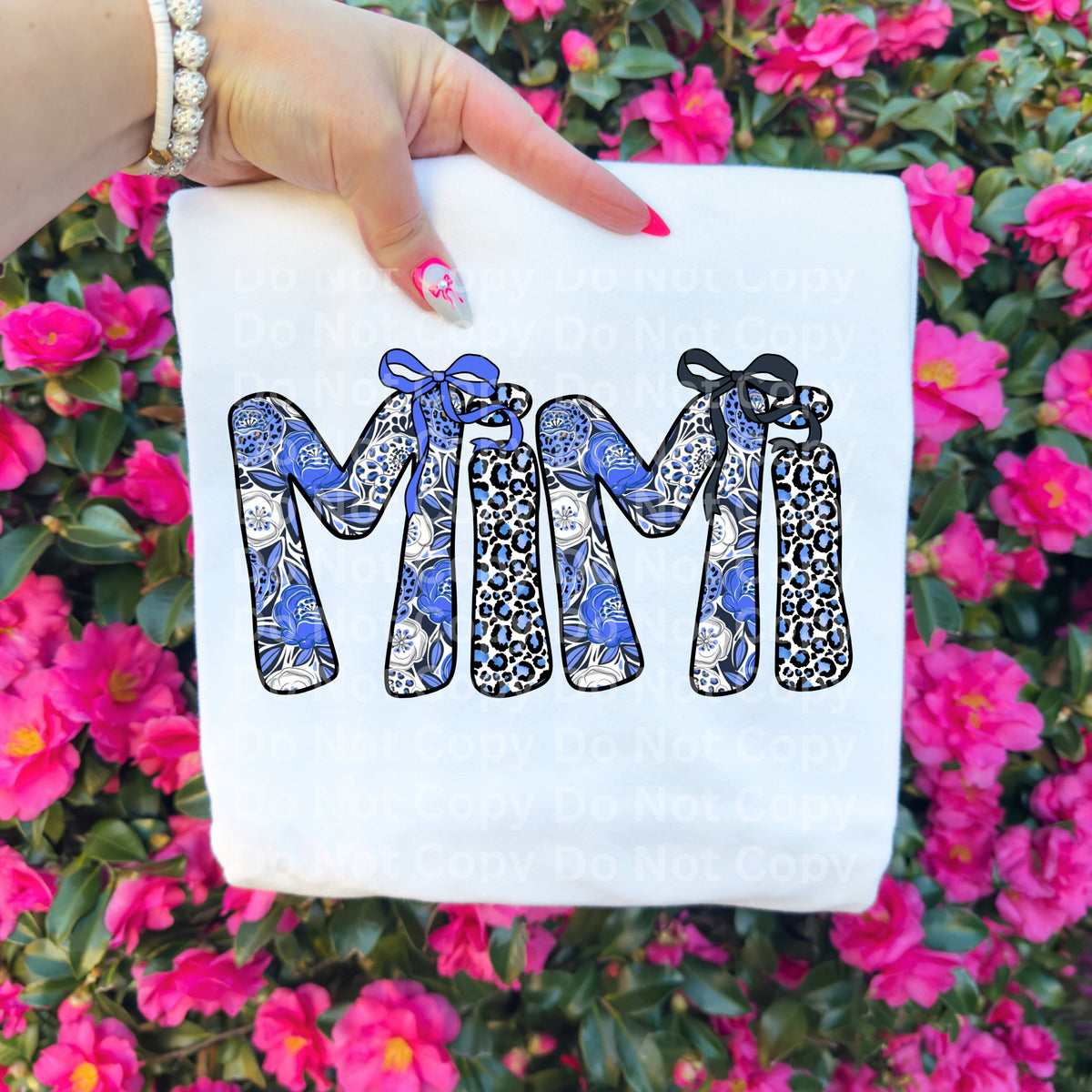 Mimi (blue floral and leopard) (Irene) DTF Transfer