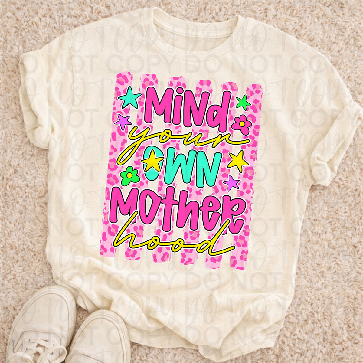 Mind your own motherhood pink leopard stripes (UAC) DTF Transfer