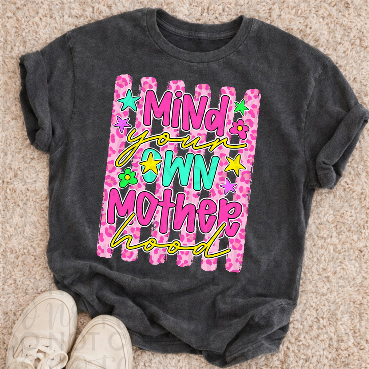 Mind your own motherhood pink leopard stripes (UAC) DTF Transfer