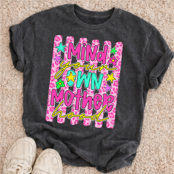 Mind your own motherhood pink leopard stripes (UAC) DTF Transfer