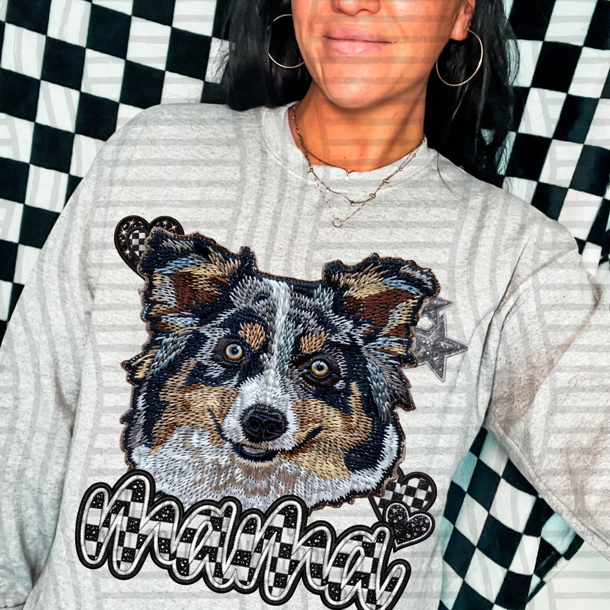Mini aussie mama checkered font (DKD) DTF Transfer