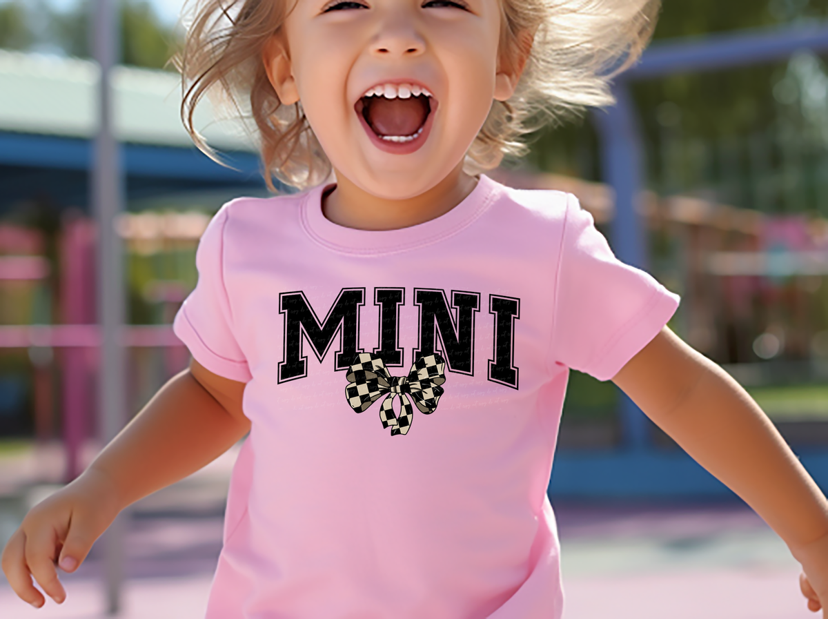 Mini Curve Varsity Font Checkered Heart 86587 DTF Transfer