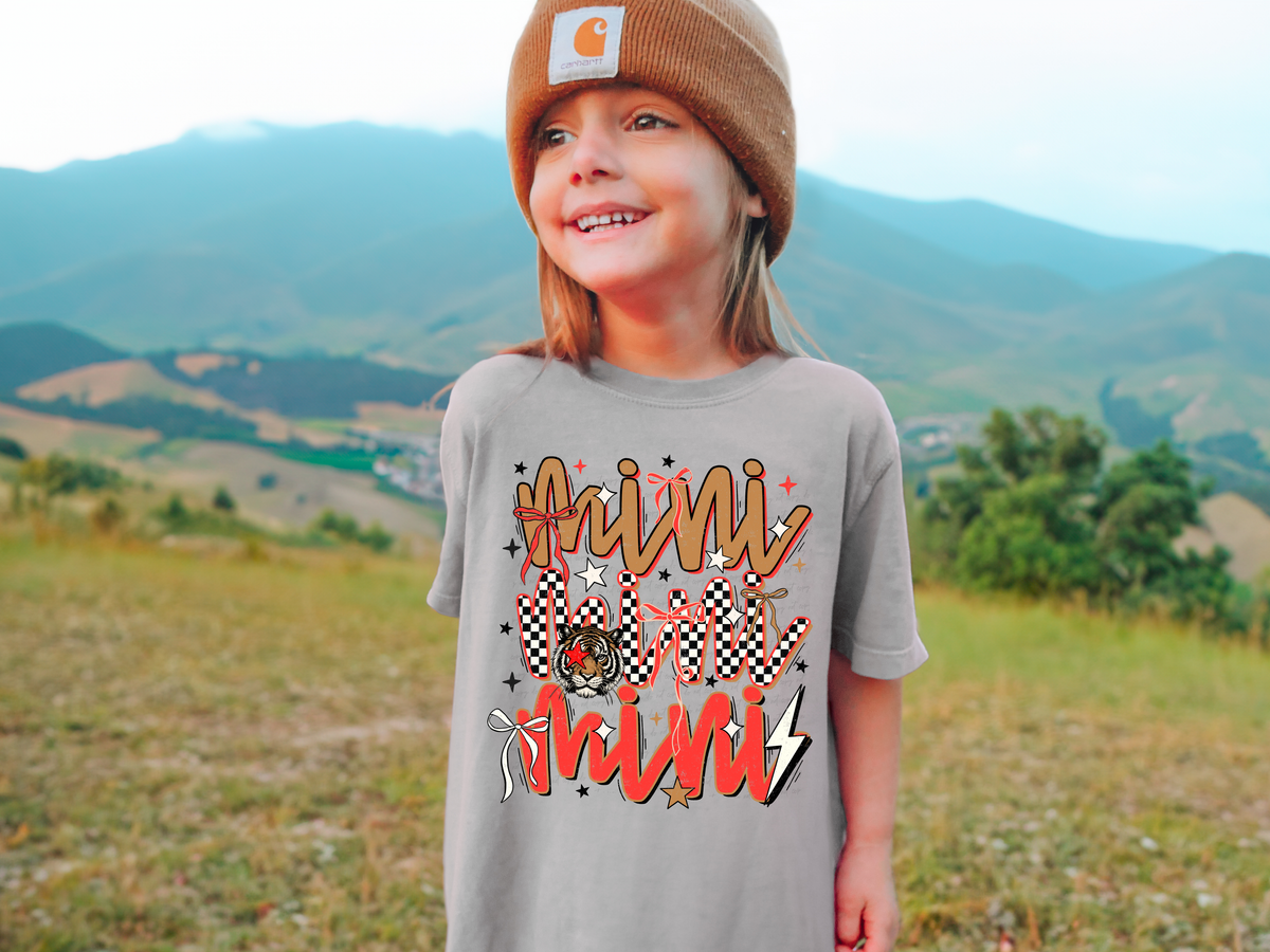 Mini Stacked Tiger Checkered with Bows 111782 DTF transfer