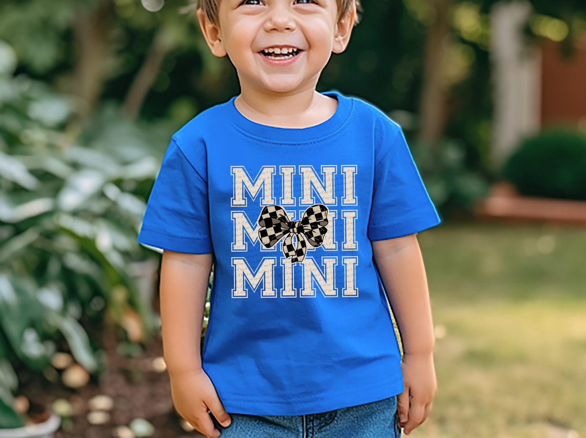 Mini Stacked White Checkered Bow 86723 DTF Transfer