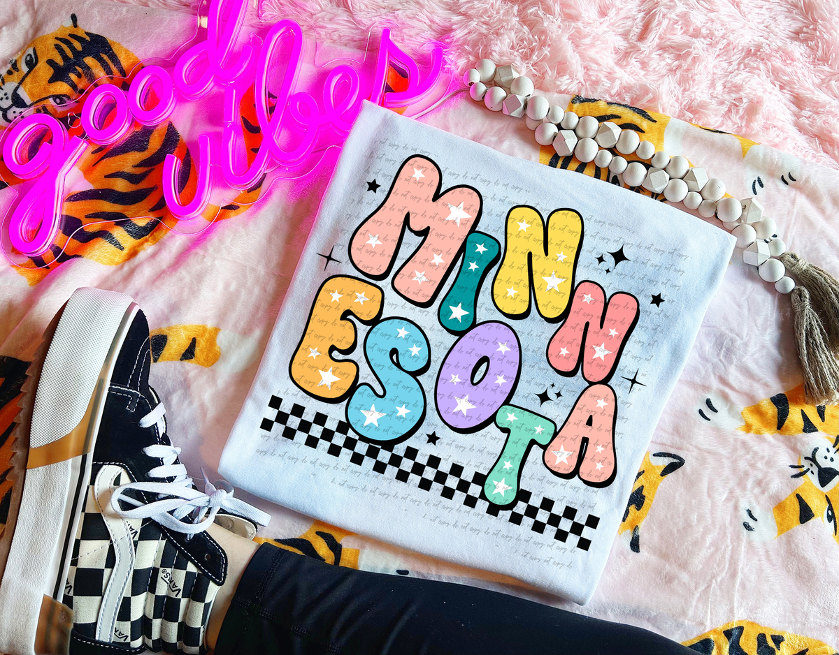 Minnesota Colorful Groovy Font 89168 DTF Transfer
