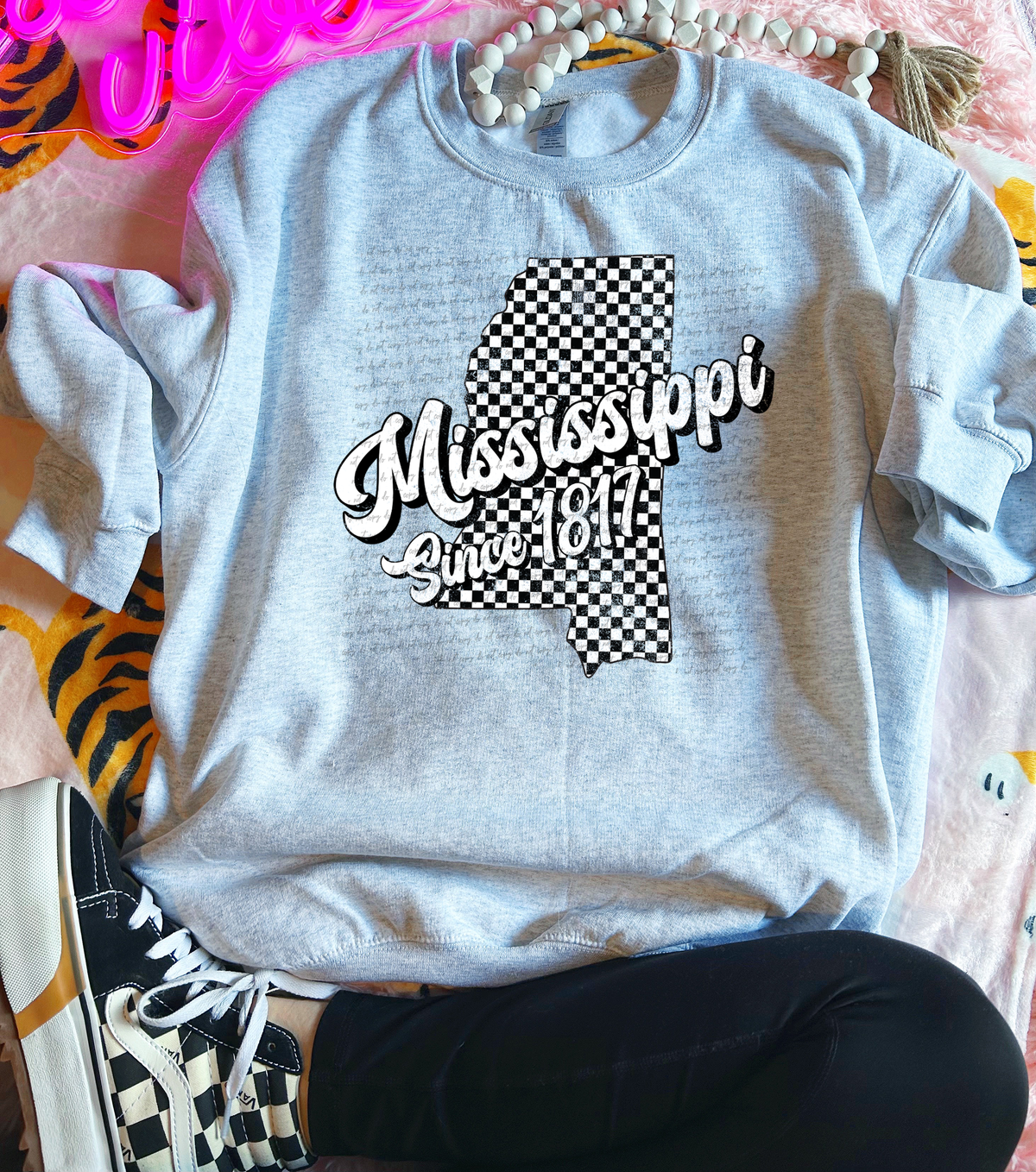 Mississippi Since 1817 Checkered Grunge 66739 DTF transfer