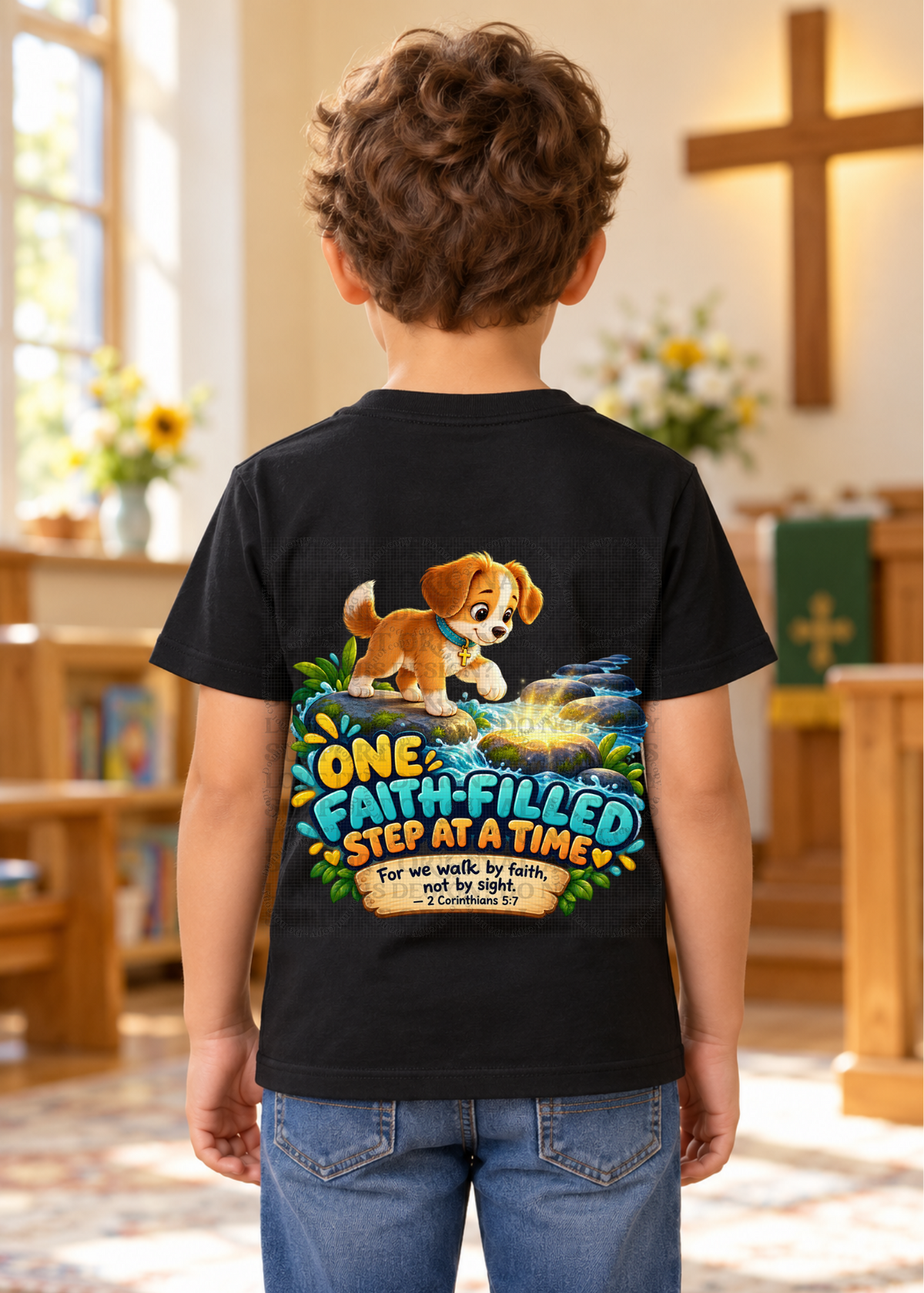 One faith-filled step at a time dog DTF Transfer