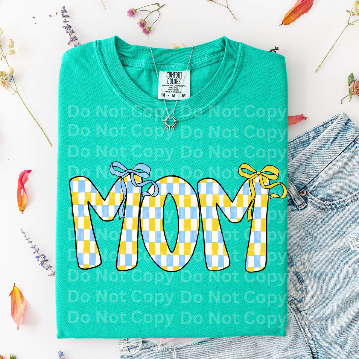 Mom blue and yellow checkered (Irene) DTF Transfer