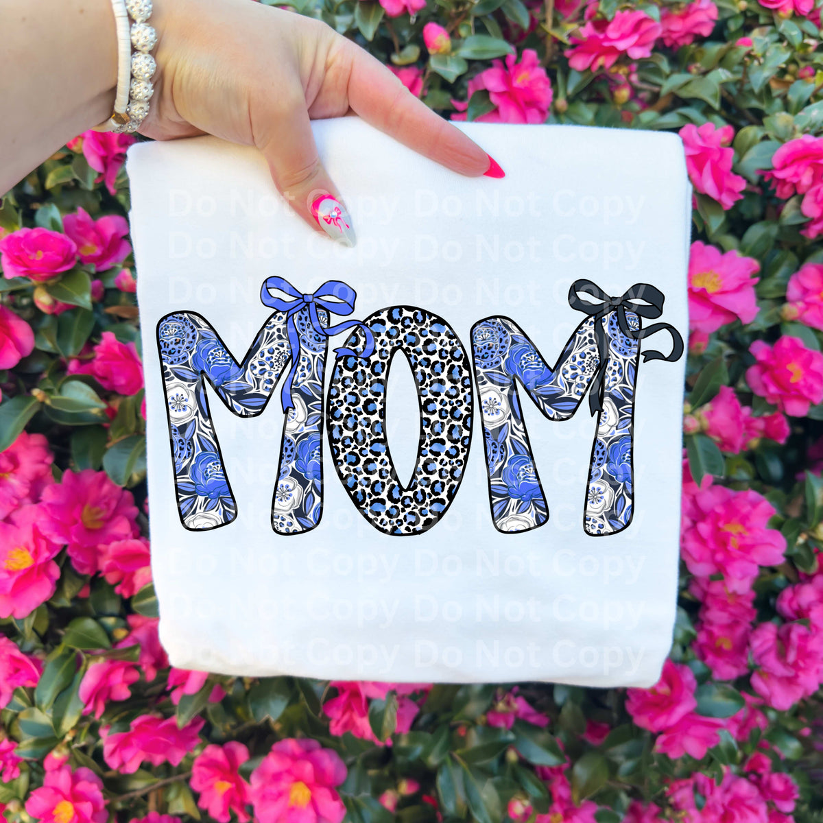 Mom (blue floral and leopard) (Irene) DTF Transfer