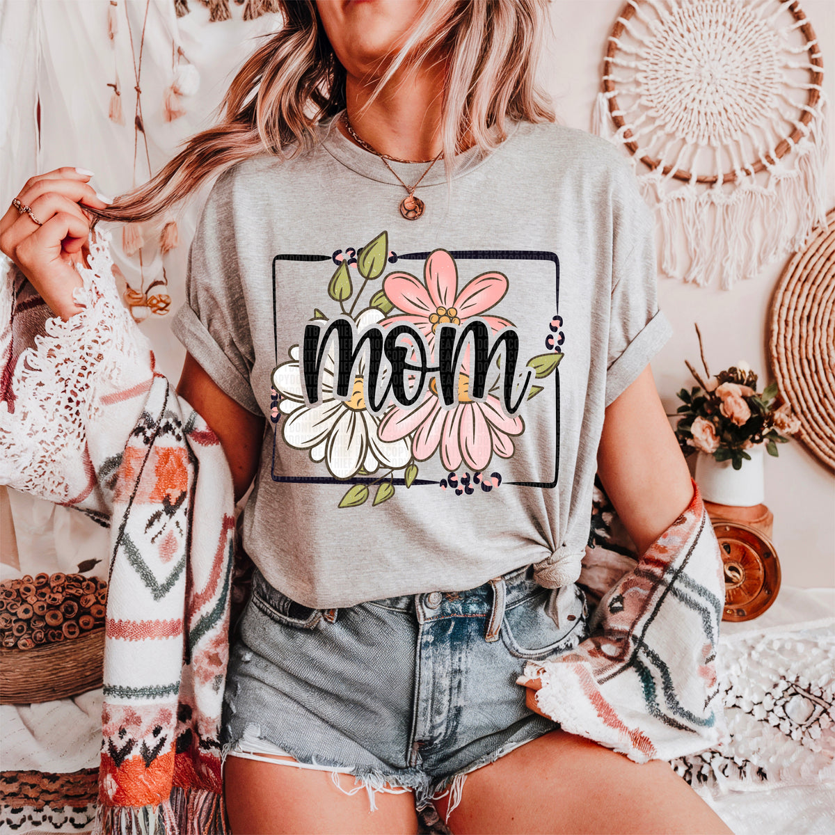 Mom Spring Floral Titles DTF transfer