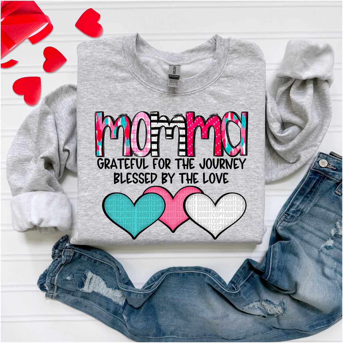 Momma *Black/With Hearts* (SDD) 72432 DTF Transfer