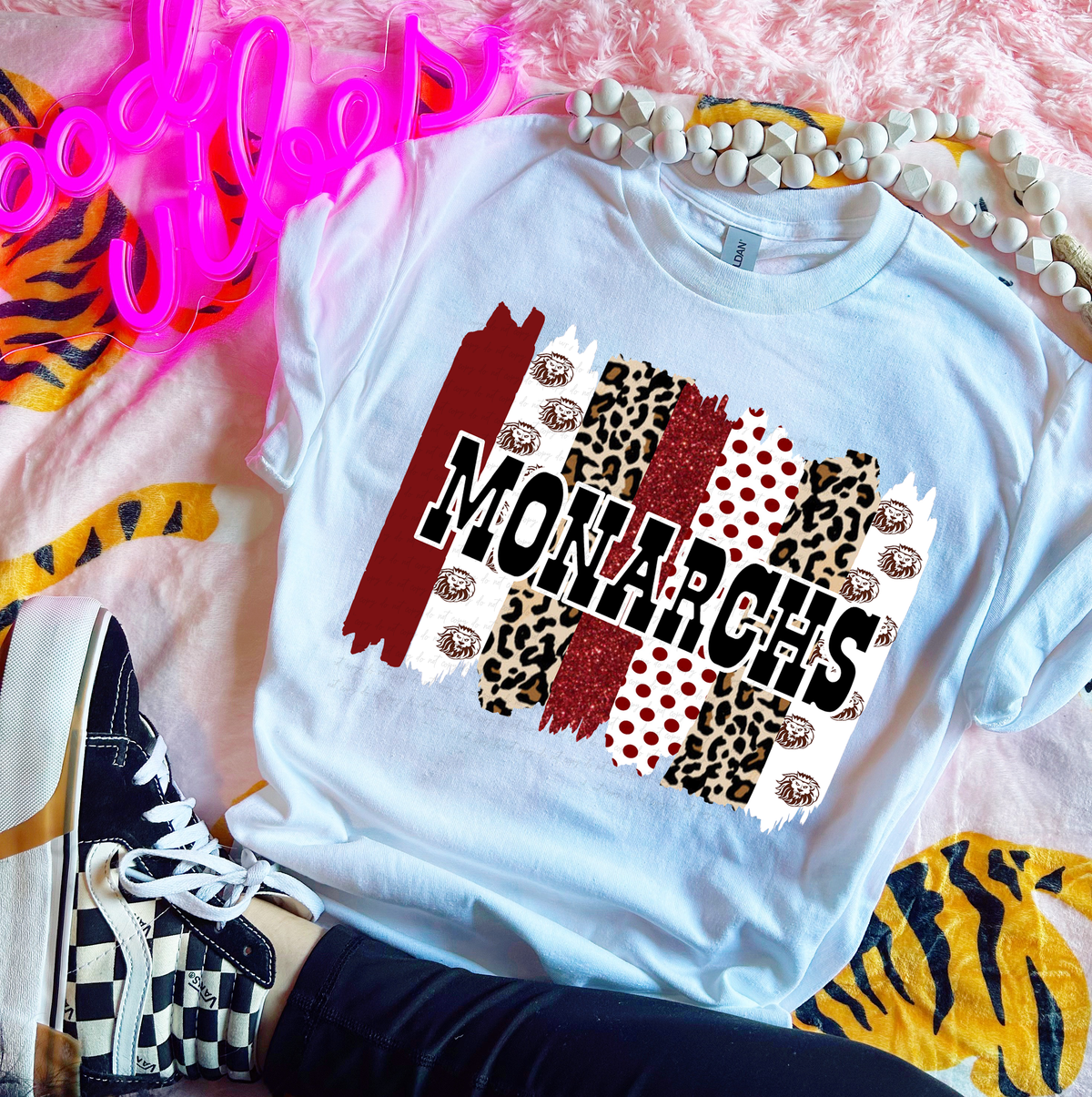 Monarchs Faux Glitter Leopard Brushstroke 114592 DTF transfer