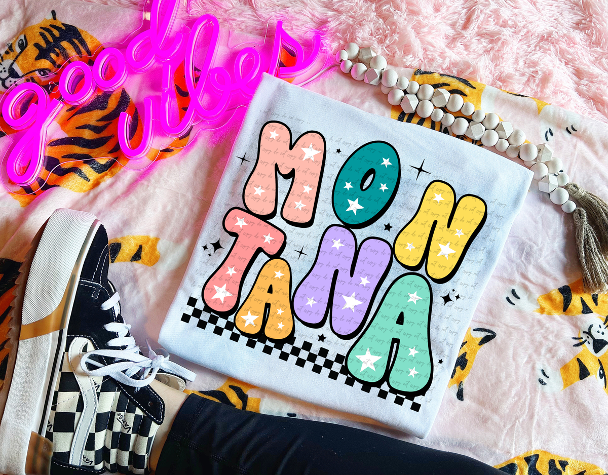 Montana Colorful Groovy Font 89171 DTF Transfer