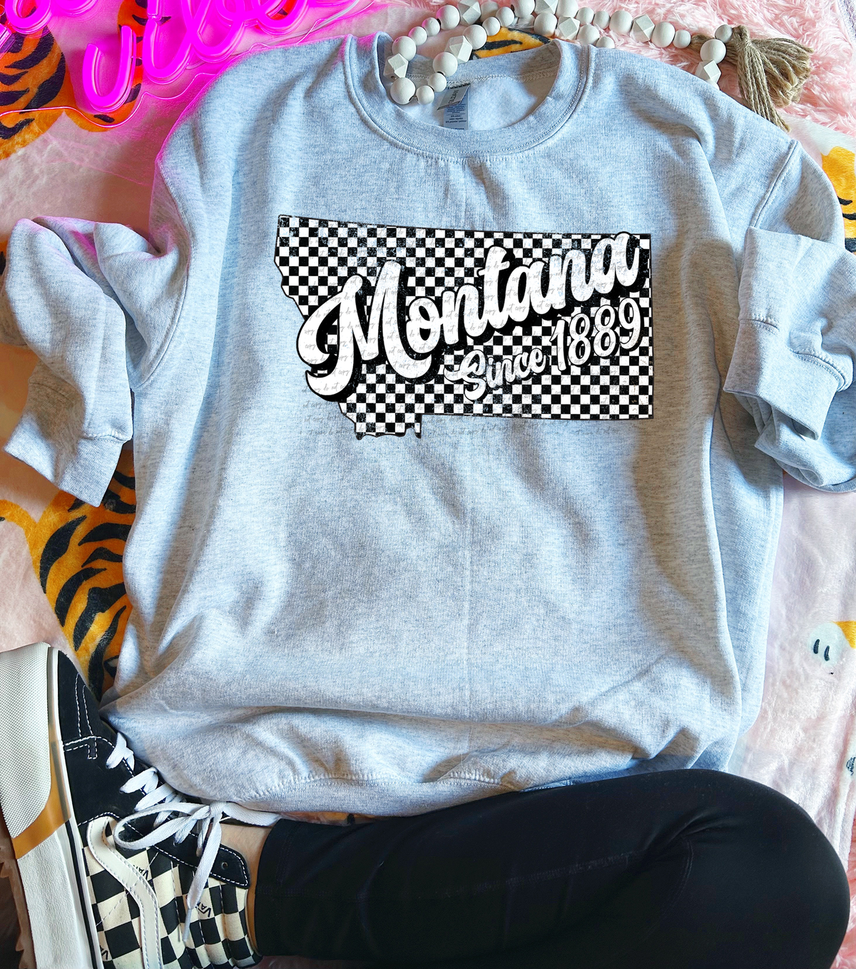 Montana Since 1889 Checkered Grunge 66741 DTF transfer