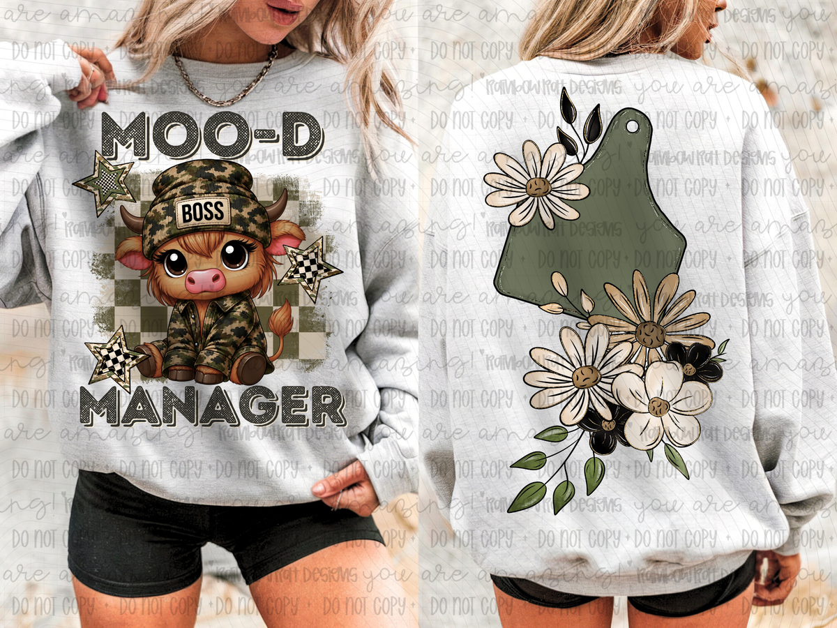 Ear tag and flowers (BACK ONLY) (RRD) DTF Transfer