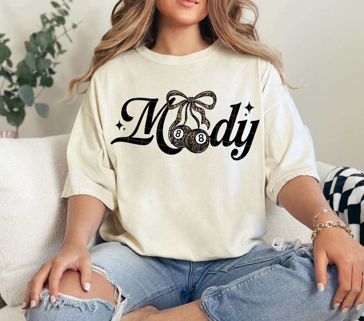Moody black with leopard bow (Linda) DTF Transfer