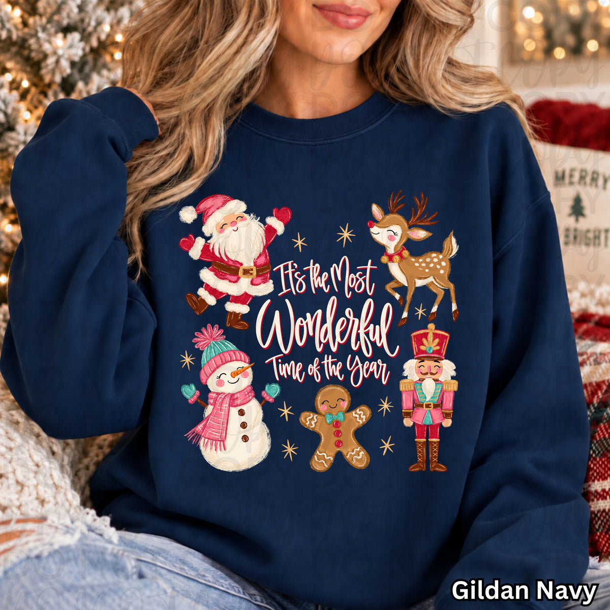 It's the most wonderful time of the year- Santa snowman gingerbread nutcracker and deer (UAC) DTF Transfer