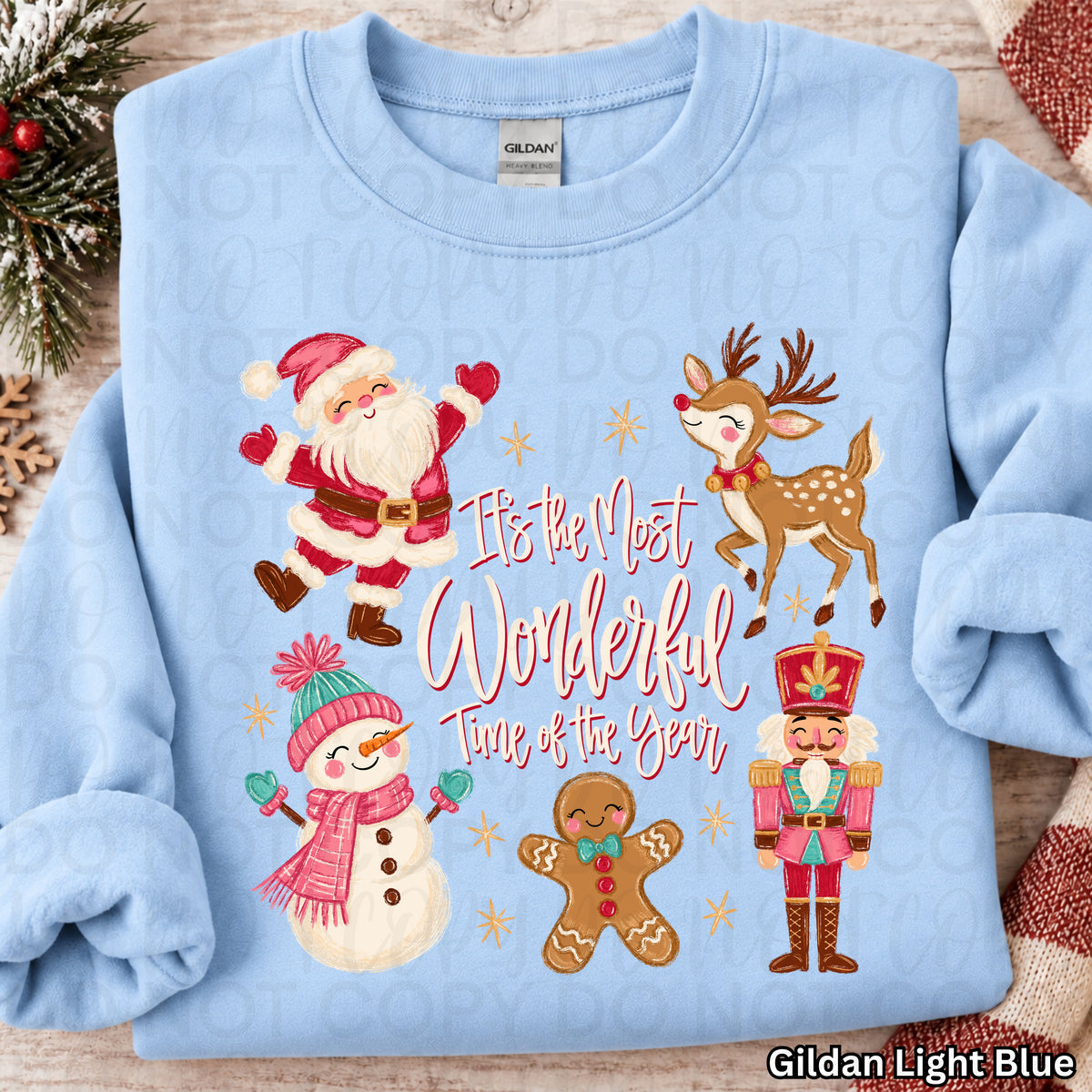 It's the most wonderful time of the year- Santa snowman gingerbread nutcracker and deer (UAC) DTF Transfer