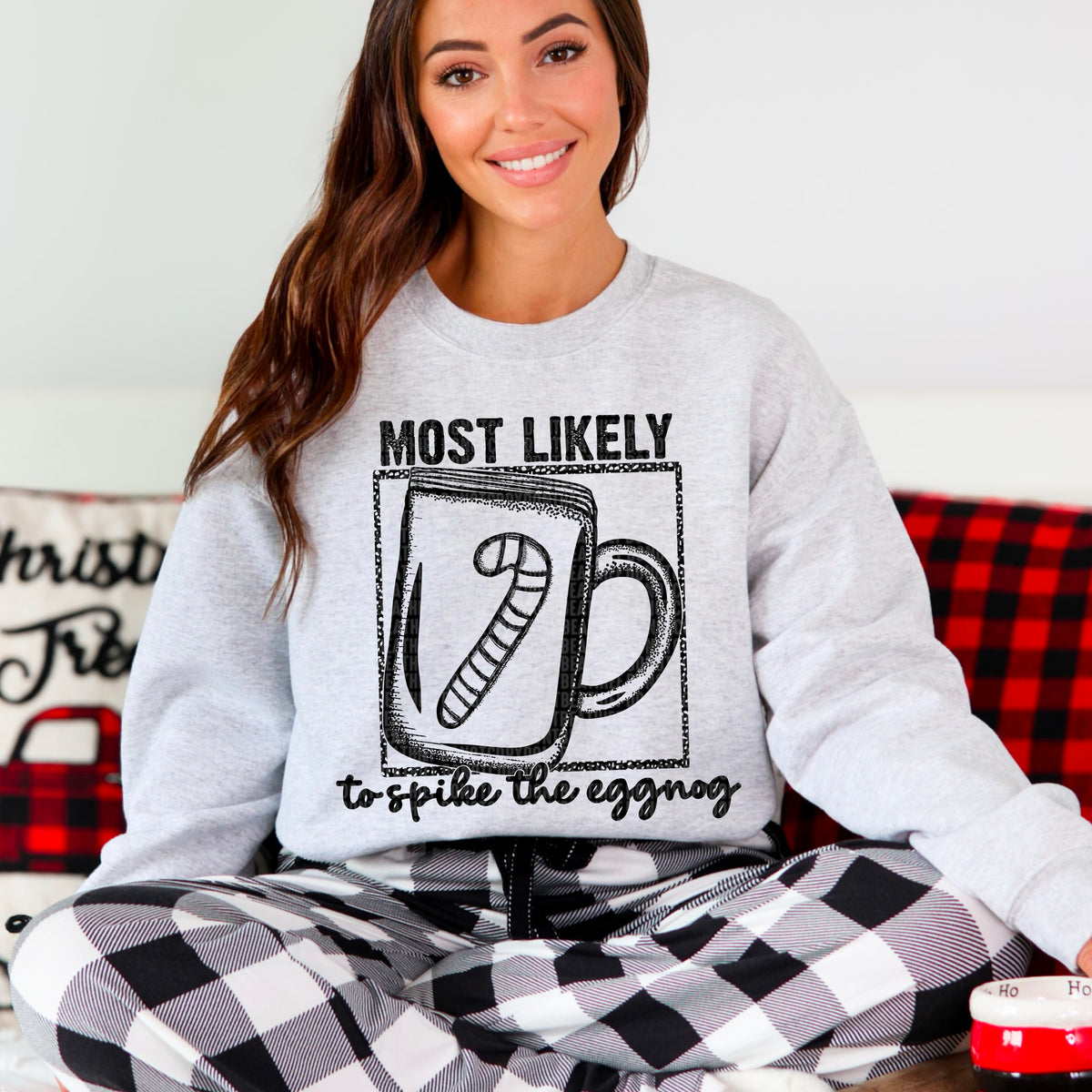 Most Likely To Spike The Eggnog Black 104174 DTF transfer