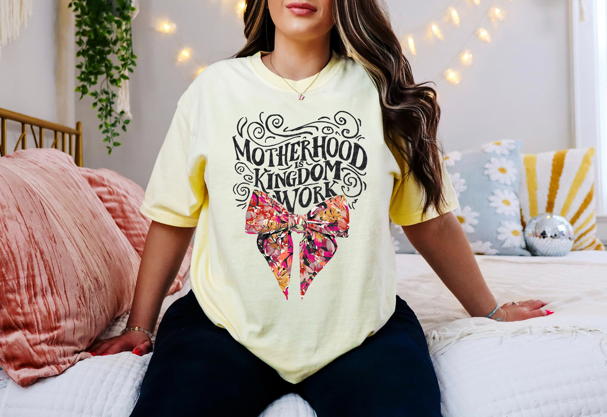 Motherhood Is Kingdom Work Floral Bow 81352 DTF Transfer