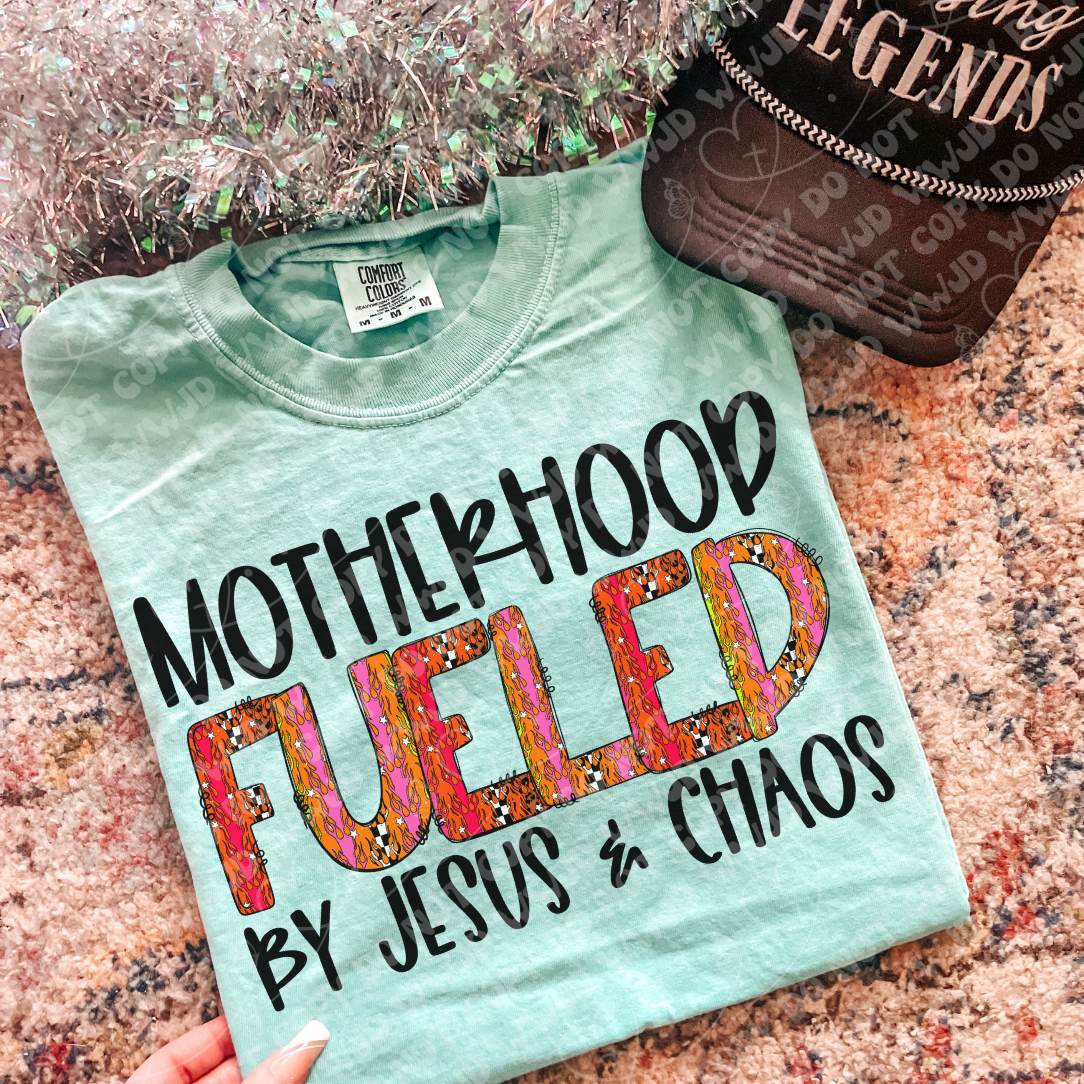 Fueled by Jesus & chaos (Vehement) DTF Transfer