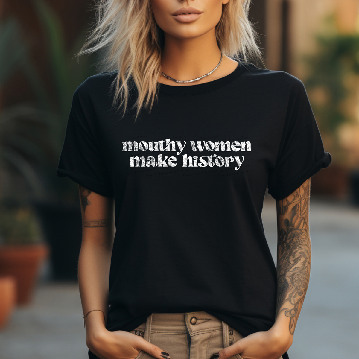 Mouthy Women Make History White Grunge 86517 DTF Transfer