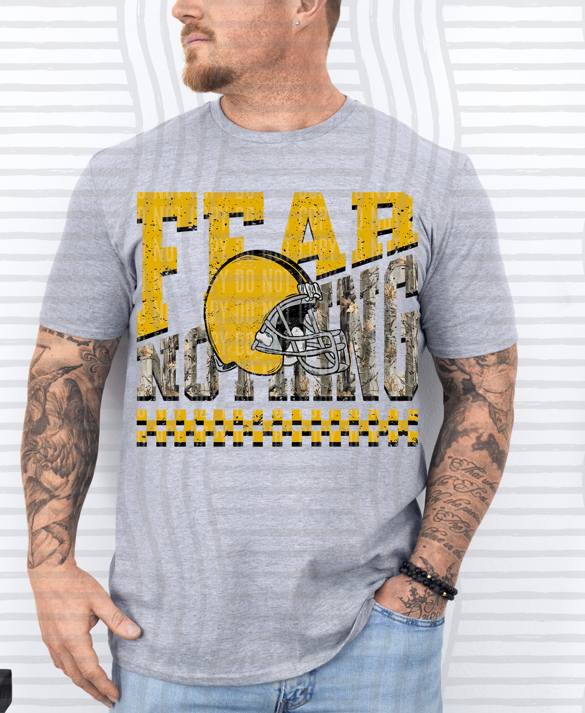 Mustard and camo fear nothing (Caplinger) DTF Transfer