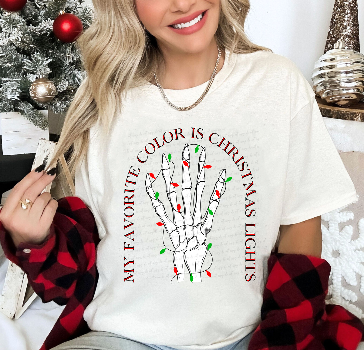 My Favorite Color Is Christmas Lights Skellie Hand 114842 DTF transfer