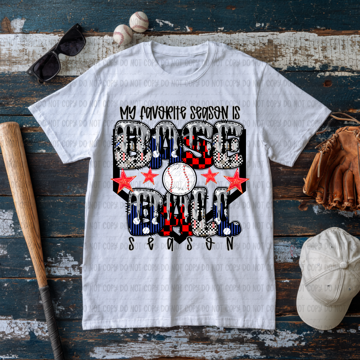 My favorite season is baseball season SLIVER drip (Revel) DTF Transfer