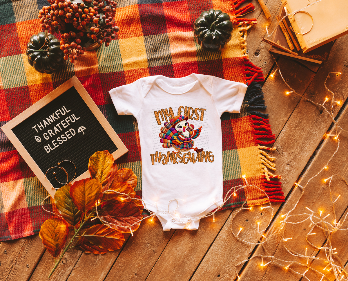 My First Thanksgiving Turkey With Hat 63090 DTF transfer