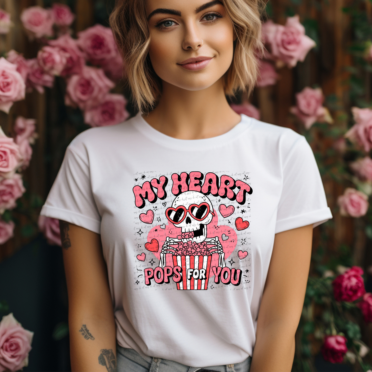 My Heart Pops For You Skull 71796 DTF Transfer