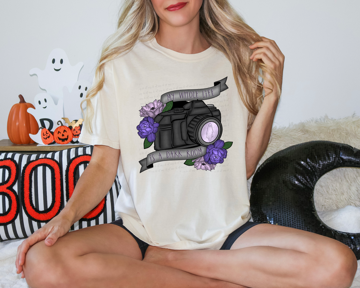My Whole Life Is A Dark Room Camera Ghost Floral 115588 DTF transfer