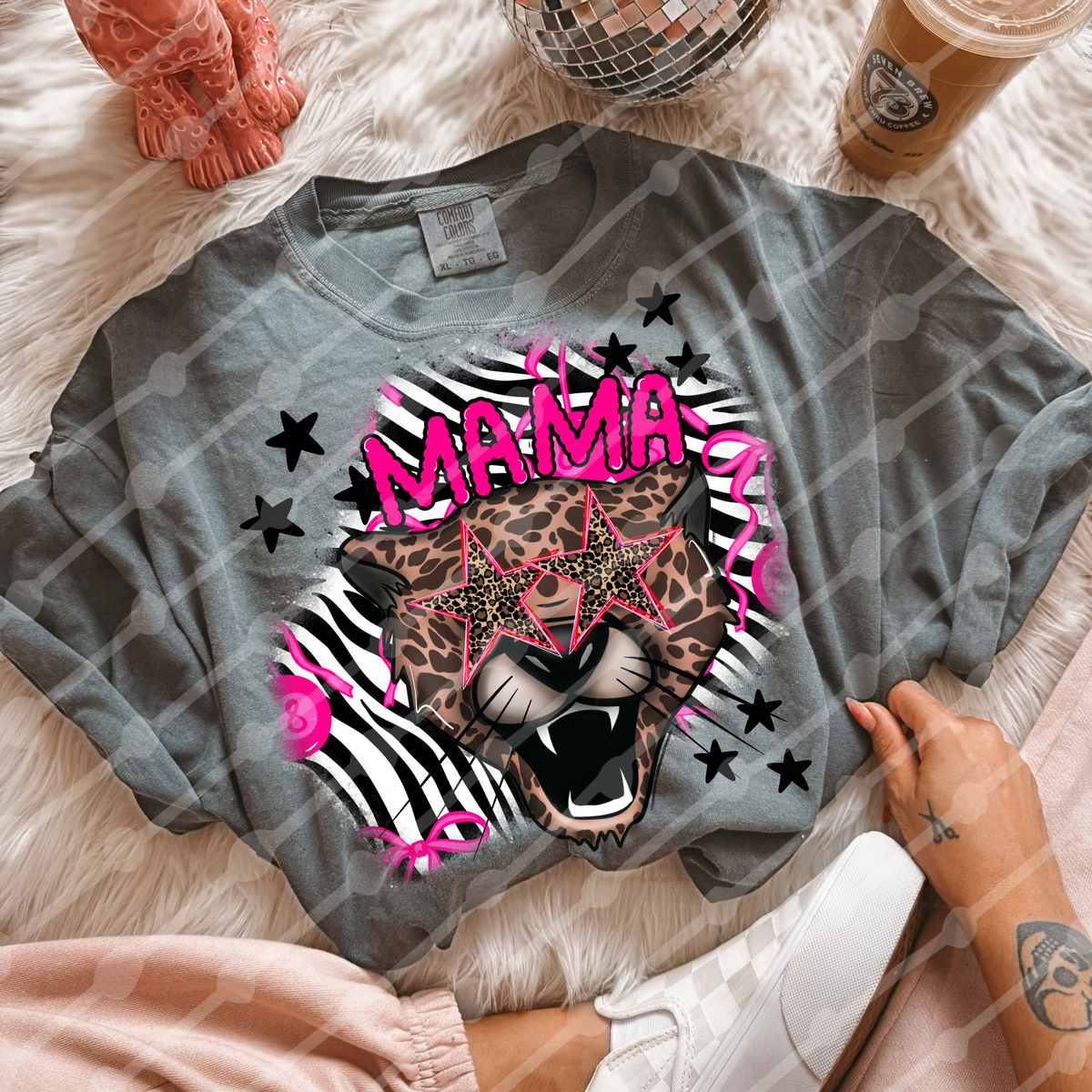 Mama cheetah star glasses (JBD) DTF Transfer