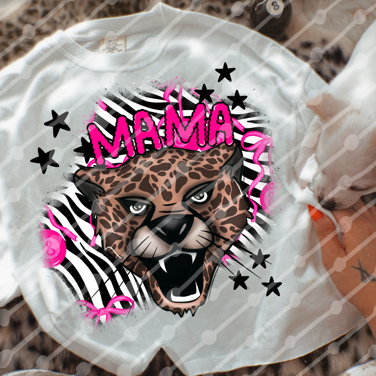Mama neon pink zebra background (JBD) DTF Transfer