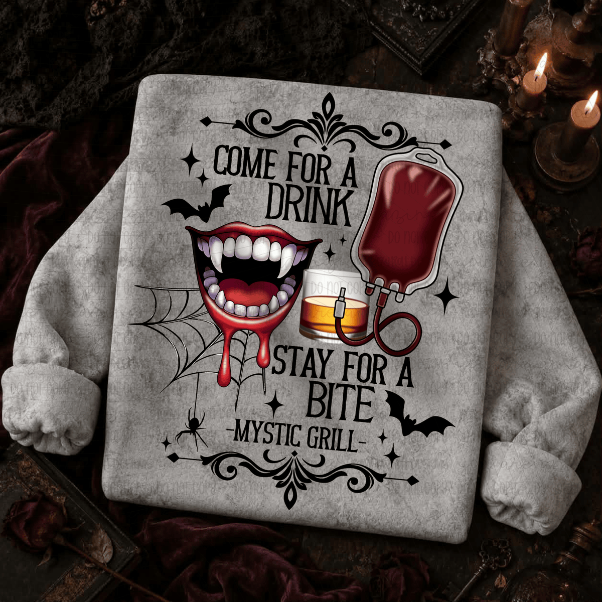 Come for a drink stay for a bite (RRD) DTF transfer