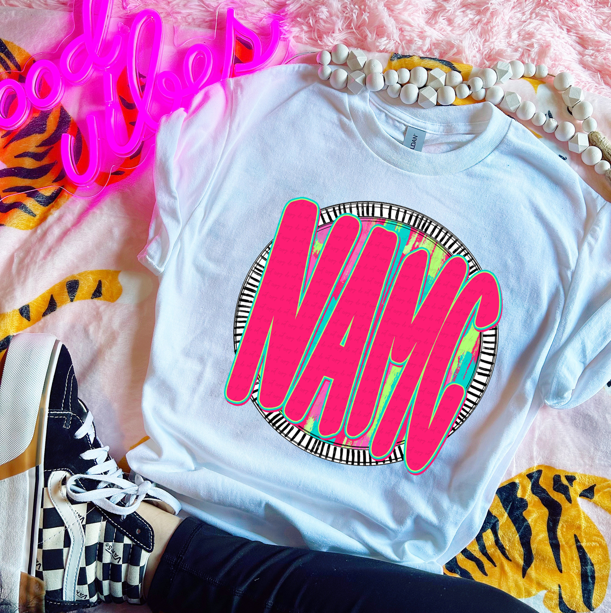 NAMC Pink Font Circle 111428 DTF transfer