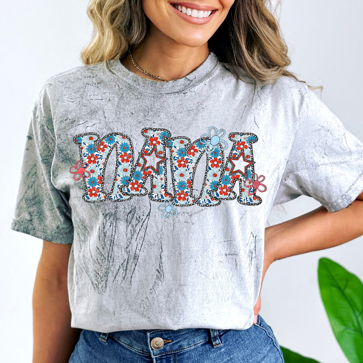 Nana Patriotic Floral Font (City) 102460 DTF transfer