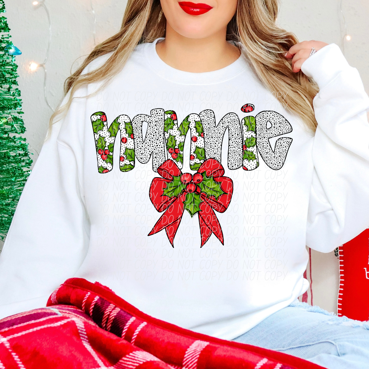 Nannie Holly Leaves with Bow (City) DTF transfer