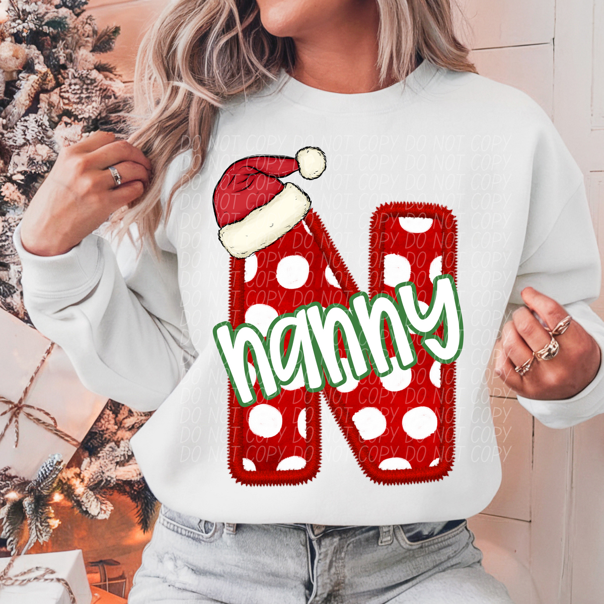 Nanny Christmas Faux Embroidery 66588 DTF transfer