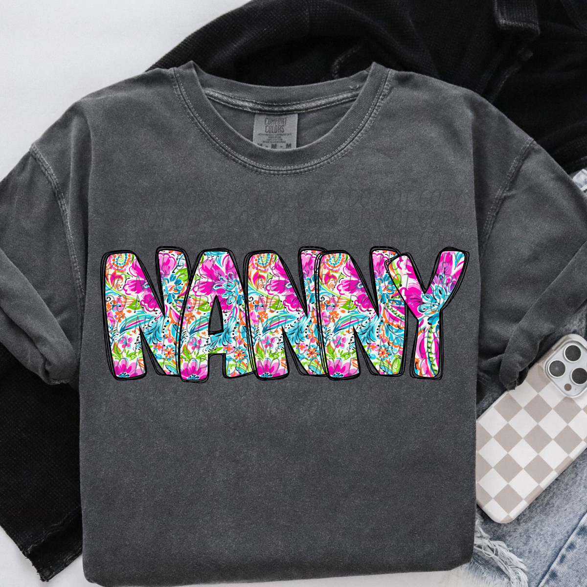 Nanny Paisley Font (CITY) DTF transfer