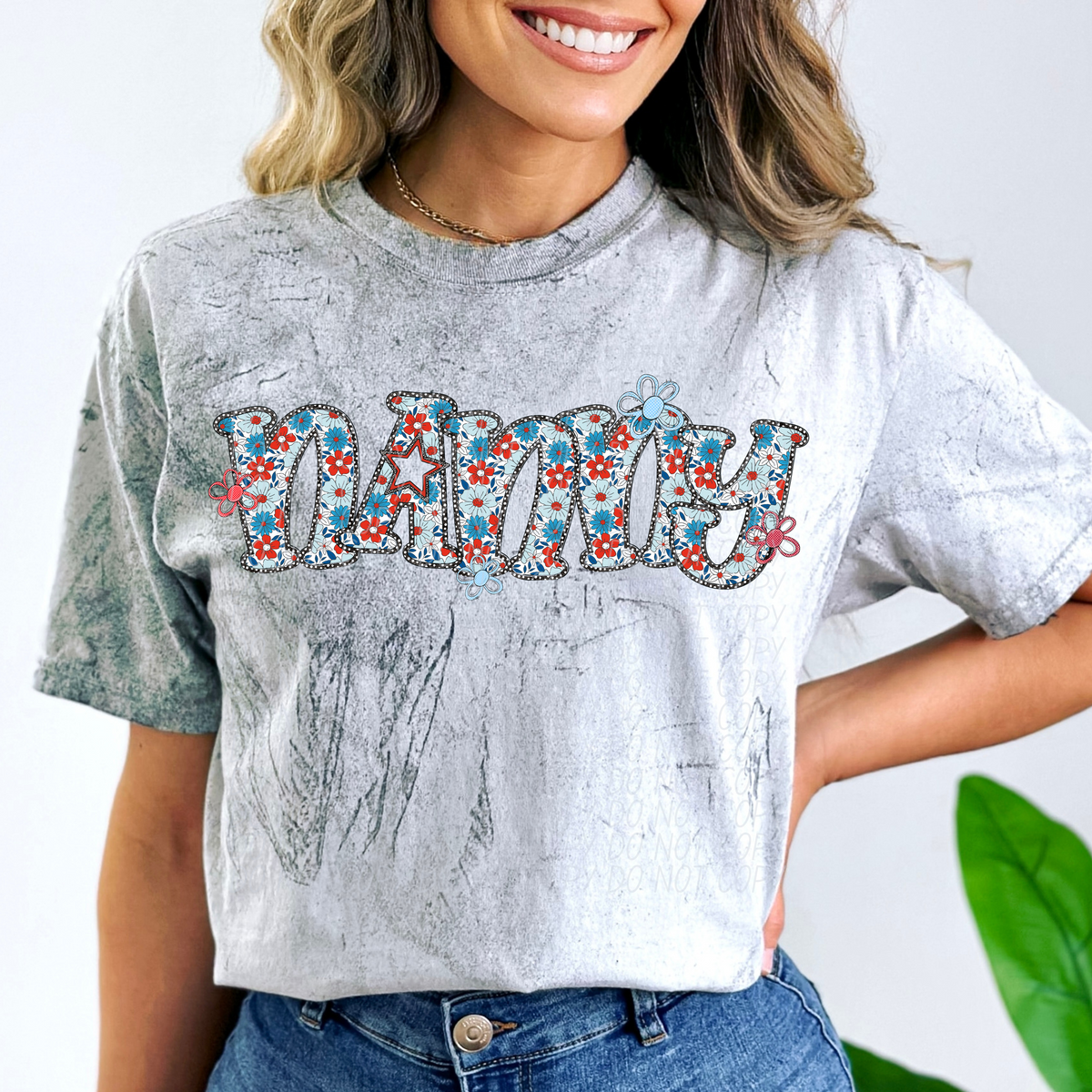 Nanny Patriotic Floral Font (City) 102461 DTF transfer