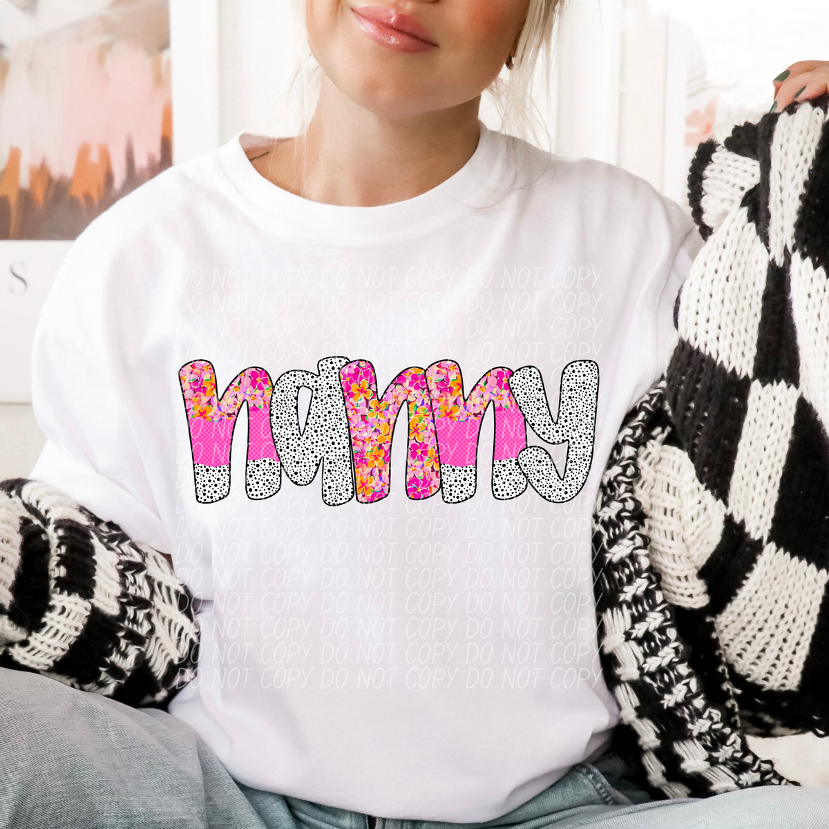 Nanny pink floral polka dot (City) DTF transfer
