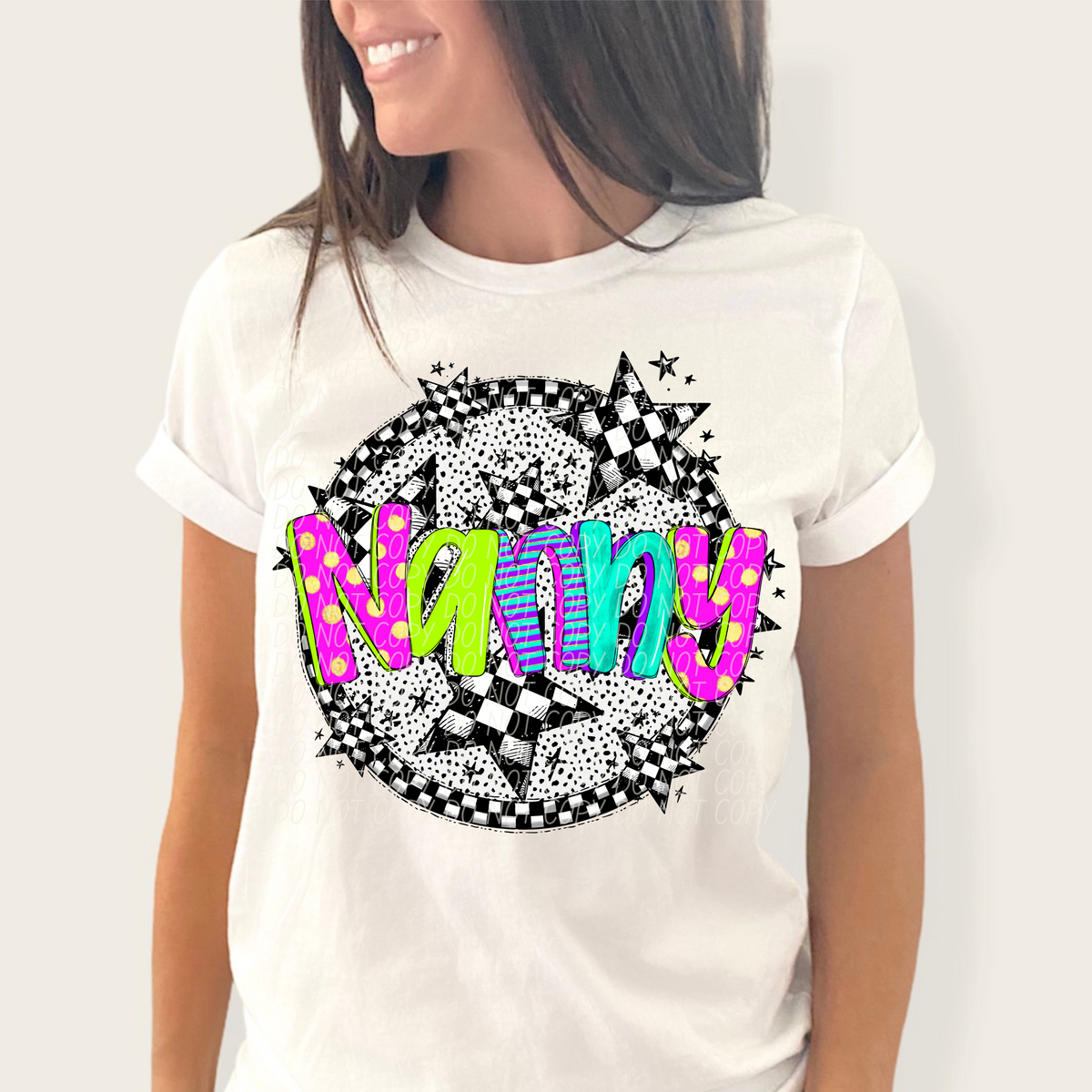 Nanny neon checkered CITY DTF transfers