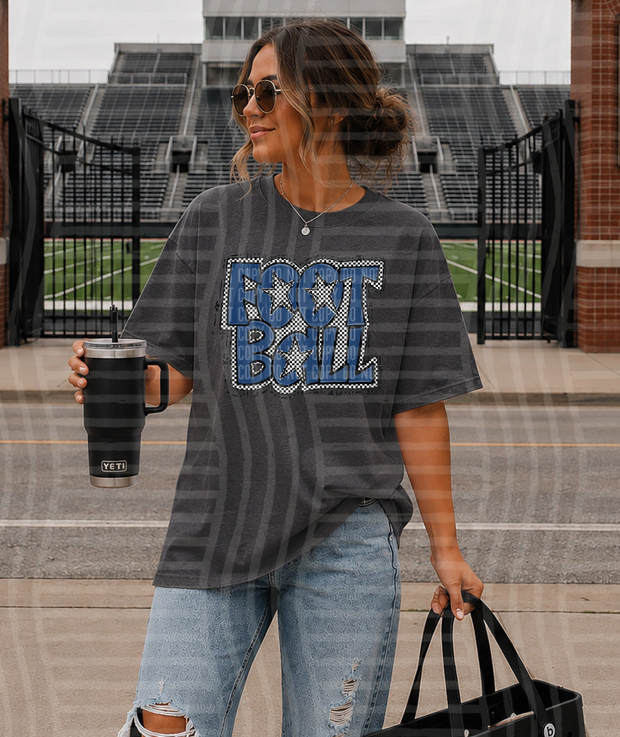 Navy Preppy Checker Football with Star (Caplinger) DTF Transfers