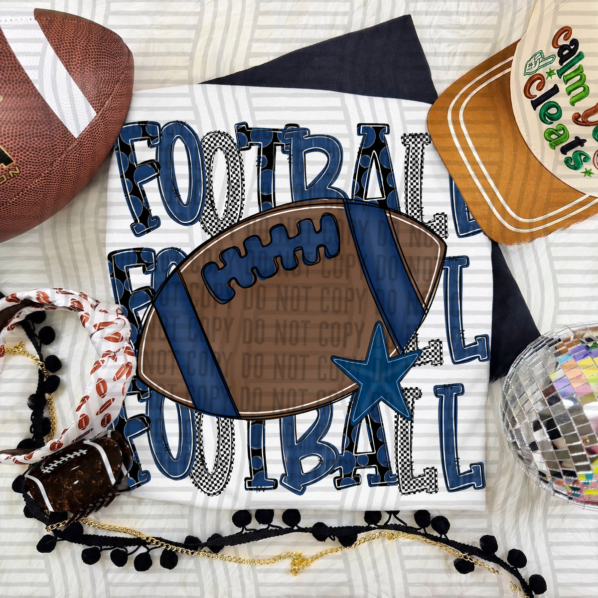 Navy-Football Tri Stacked (Caplinger) DTF Transfer